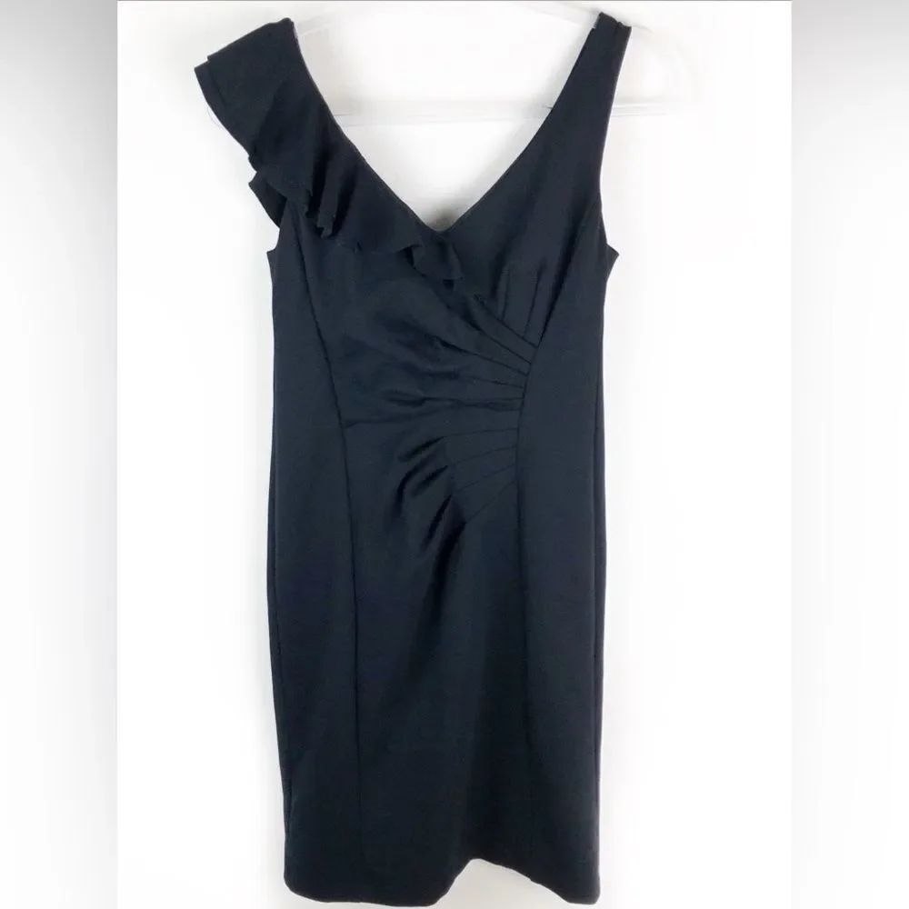 Nanette Lepore- Black ruffled shoulder dress - Picture 1 of 7